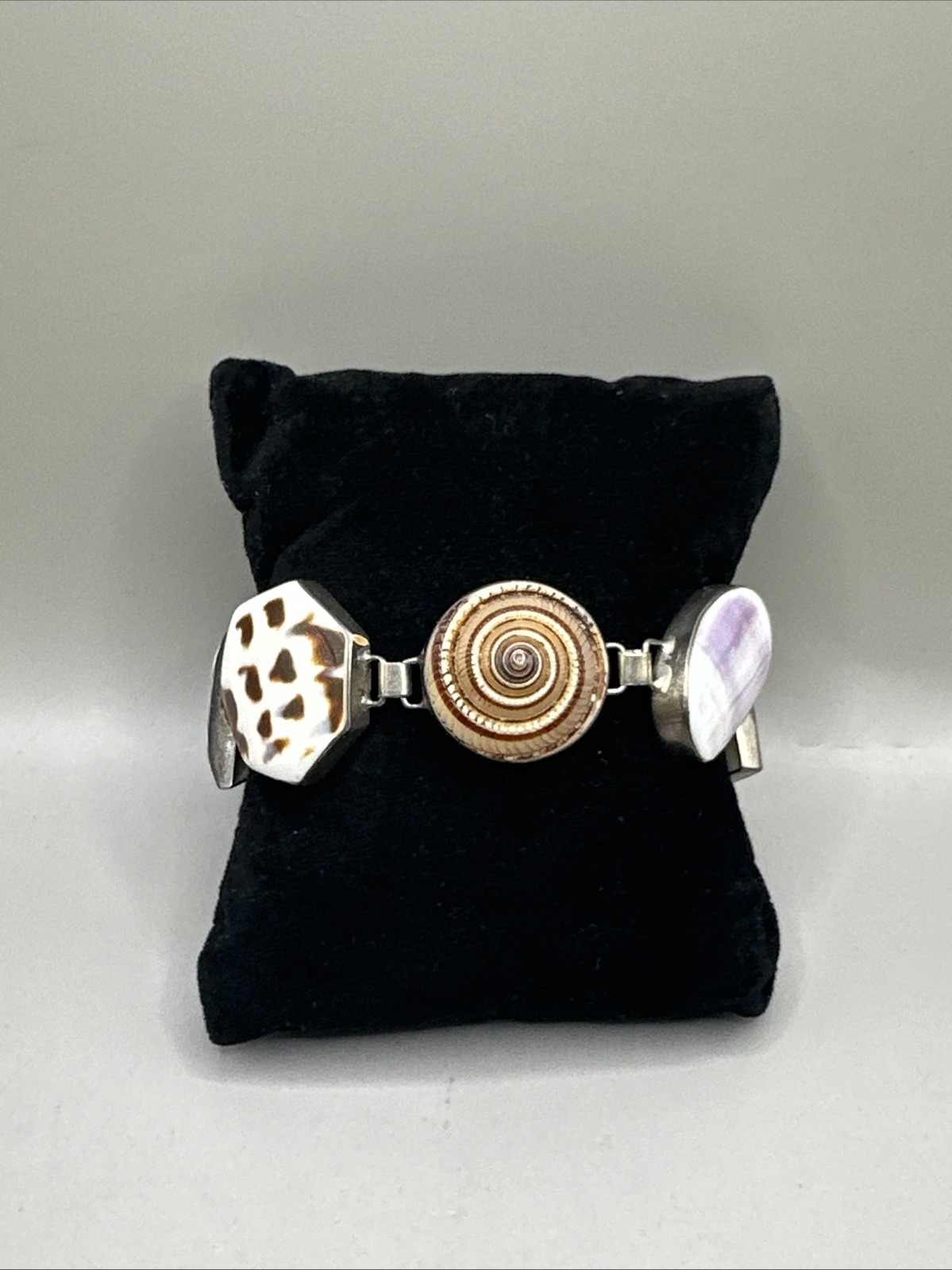 Multi-Shell Set Sterling Silver Toggle Bracelet 8… - image 2