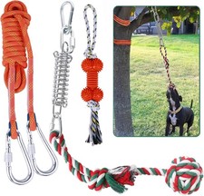 HOPET Dog Rope Toys,Dog Outdoor Bungee Solo Hanging Toy,Tether Tug of Orange