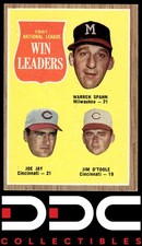 1962 Topps #58 Win Leaders (Warren Spahn / Joe Jay / Jim O'Toole) Excellent