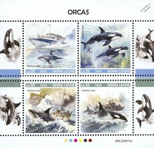ORCAS Killer Whales/Whale Marine Life MNH 4v-Stamp Sheet #47 (2023 Sierra Leone)