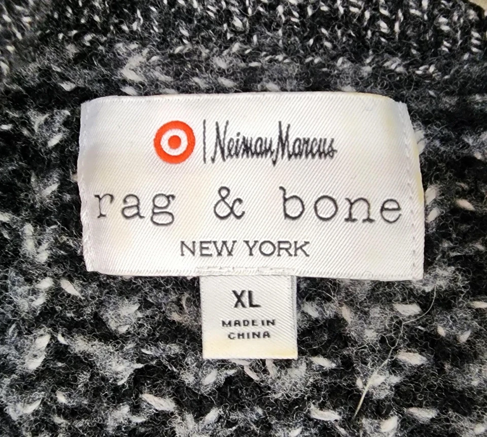 Suéter Rag & Bone Neiman Marcus Para Hombres XL Negro Gris Chal Cárdigan Mezcla Tejido Foto 3 de 4