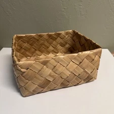 Cream Woven Basket Rectangular Decorative Storage