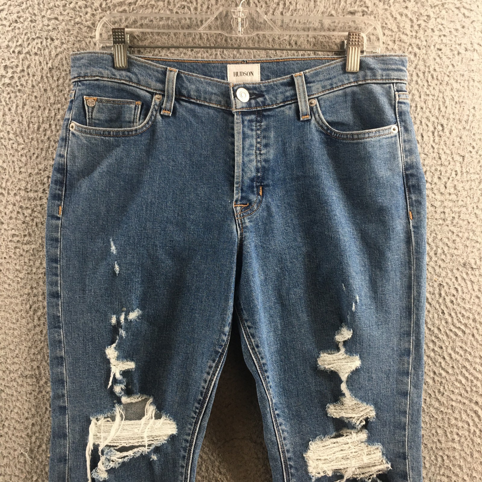 Hudson Luxe Crop Riley Relaxed Straight Jeans Womens 28 Blue Denim Button Fly