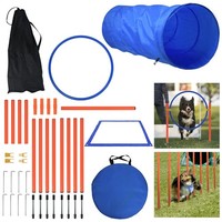 Agility Dog Trainings Set X Tunnel-Sprungring-HüRden-Slalom-Stangen FüR Hunde.
