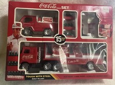 Vintage 1985 Buddy L Coca Cola lot de 15 pièces acier tracteur remorque camion coke NOS