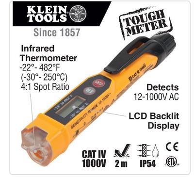 Klein Tools NCVT-41 Non-Contact Voltage Tester with Laser Infrared Thermometer