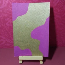 Sindy Fuhr Acrylic Painting 4x6 Inch Original Abstract Pop Art Title Gold River