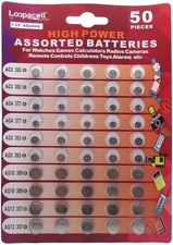 50 Count Pack of 1 High Power Super Alkaline Button Cell Assorted 1.5V Battery
