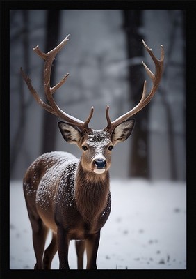 Gelassener Hirsch gerahmtes Wandbild Poster Leinwanddruck Bild