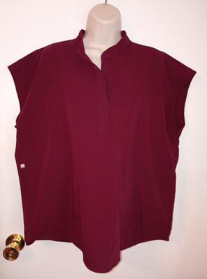 FIGS Women s Rafaela Size Large 3 Pocket Scrub Top Burgundy PO 1809