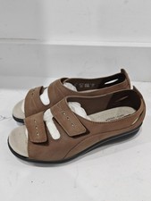 Image of Hotter Comfort Concept Florence Taupe Suede Walking Sandals Size 4 UK Standard 
