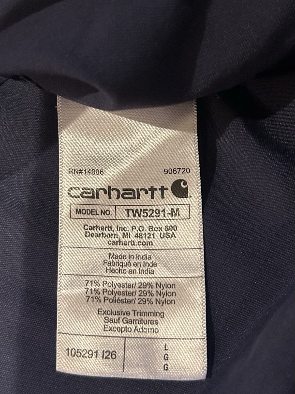 Carhartt Force Shirt Mens Large Navy Relaxed Fit Button Front Work Utility Logo thumbnail 5