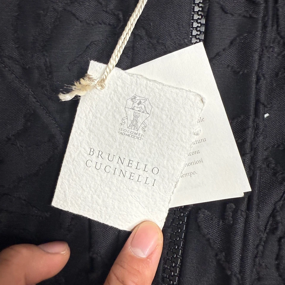 Nuevo con etiquetas Brunello Cucinelli Negro Floral Jacquard Chaqueta de Bombardero Tejido Borde XS $1695 Foto 3 de 4