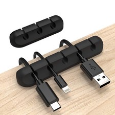 2 Pack Silicone USB Cable Holder Clips Adhesive Wire Holders for Desktop