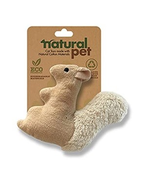 Natural Squirrel Cat Toy Plush with Catnip