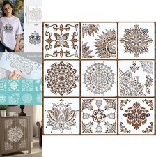Mandala Stencils 9 Pack 12x12 Inch Reusable Polyester Painting Templates Wall