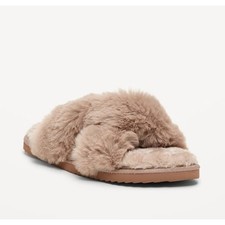 NWT Old Navy faux fur twist front slipper size 10