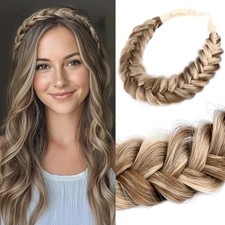 Synthetic Hair Braided Headband - Wide 2 Strands - Highlighted