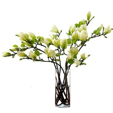 Magnolia Flowers Artificial Branches，Faux Fake Stems Beautiful Magnolia Home ...