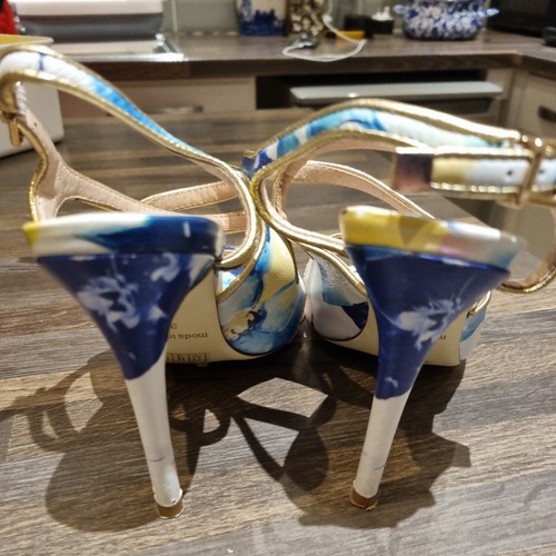 Moda In Pelle Sandal Size 4 (37) multicoloured summer gold party wedding - Picture 5 of 7