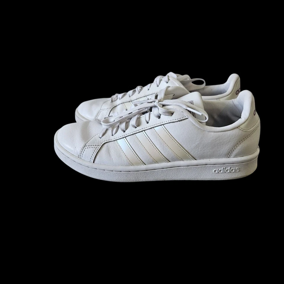 Tênis Adidas Cloud Foam Comfort branco roxo iridescente logotipo feminino tamanho 9 - Imagem 3 de 4