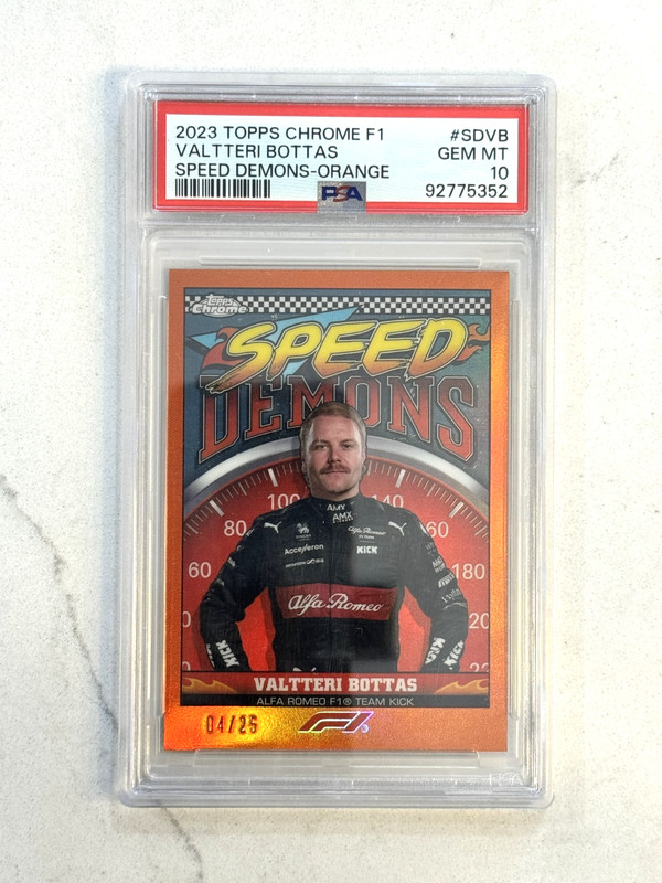 2023 Topps Chrome F1 VALTTERI BOTTAS Speed Demons Orange Refractor /25 PSA 10