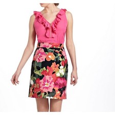 Anthropologie Tabitha Great Escape Women's Dress Size 8 Floral Pink Side Pockets