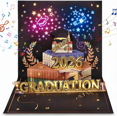 Graduation Cards 2026 Pop up Greeting Card with Lights & Music, Graduation Gifts