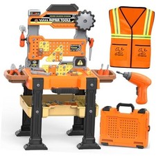 Kids Tool Bench Set with Electric Drill  Vest, Kids Tool Set Toddler