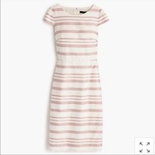 J. CREW Double Stripe Cap Sleeve Sheath Dress Pink Ivory 6