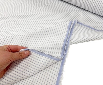 Nadelstreifen Seersucker Stoff weiß Faltenstruktur Polycotton für Schneiderei