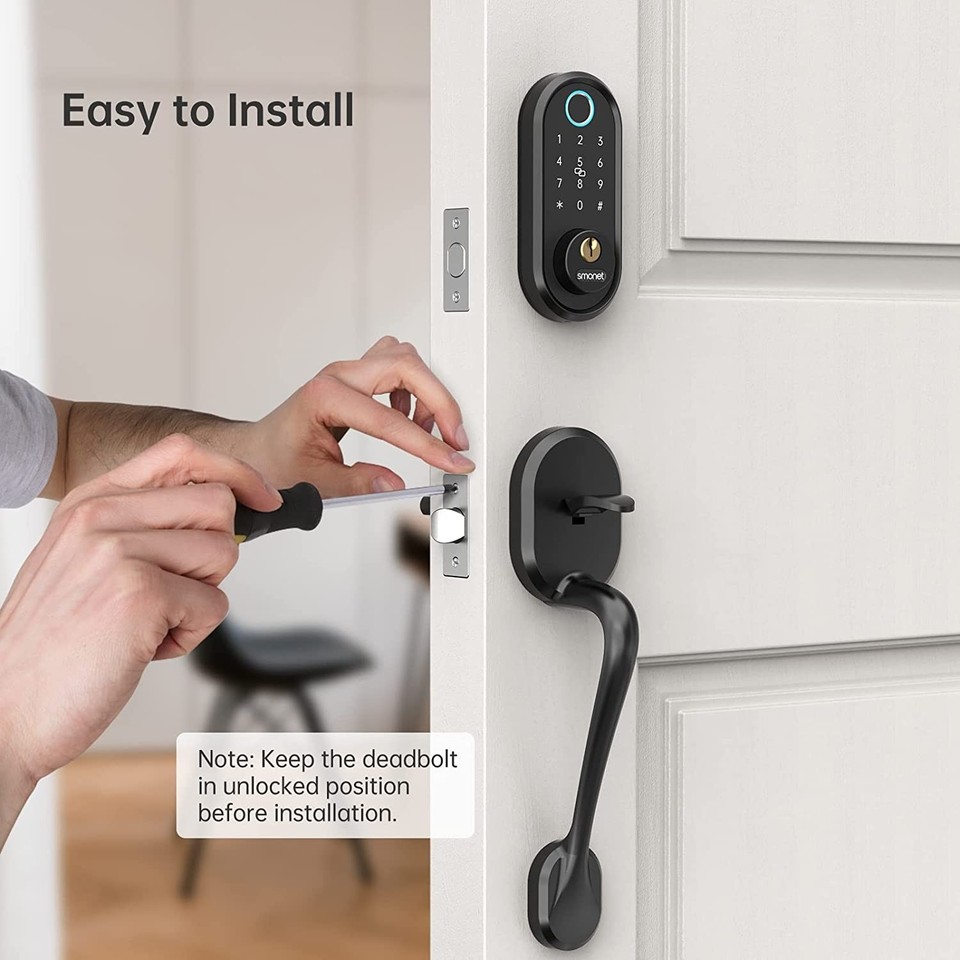 SMONET Smart Front Door Lock Handle Set Keyless Entry Digital Keypad ...