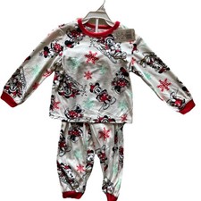 Disney Mickey Minnie Mouse Sled Christmas 2-piece Pajamas Set 4T NEW