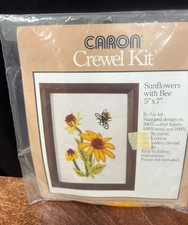 Vintage Caron Crewel Kit Sunflowers With Bee ...