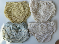 4 Vintage Nylon Vinyl Rubber Lined Ruffled Baby Pants Diaper Cover Cutler Penney
