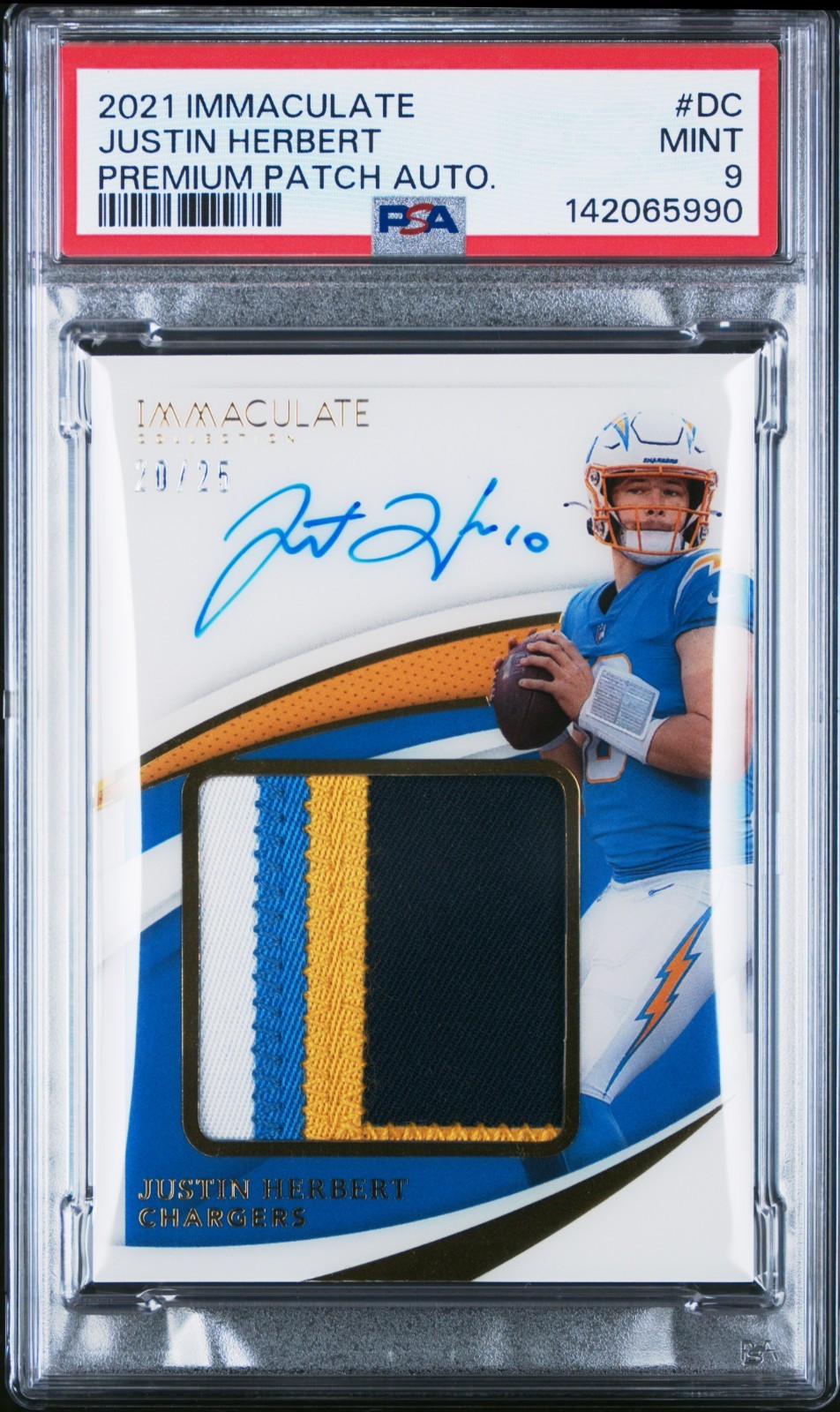 2021 Immaculate Justin Herbert Premium Patch Auto PSA 9