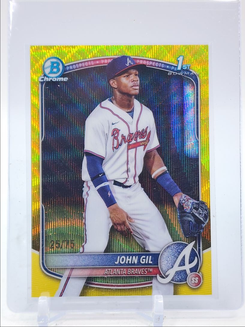JOHN GIL 2025 BOWMAN CHROME 1ST YELLOW WAVE BRAVES /75 Q2754