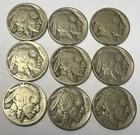 Lot 9 Coins Buffalo Nickel US 5 Cents Lot 1070