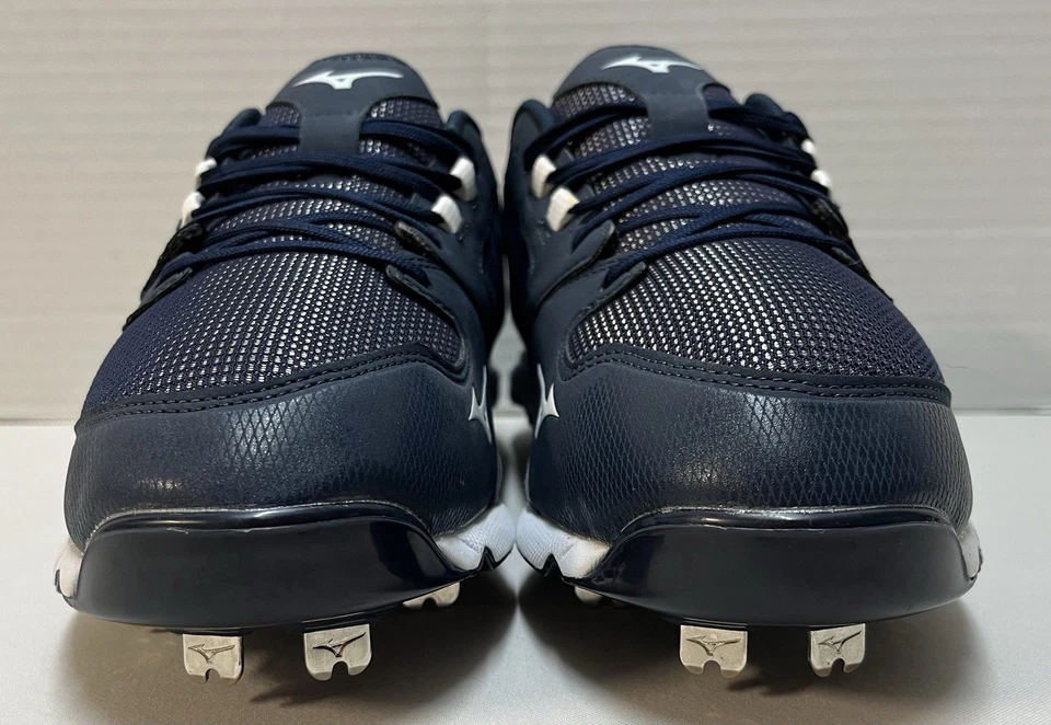 Botines de béisbol Mizuno 9-Spike Dominant 2 bajos de metal nuevos sin etiquetas talla 11,5 azul marino blanco Foto 4 de 4