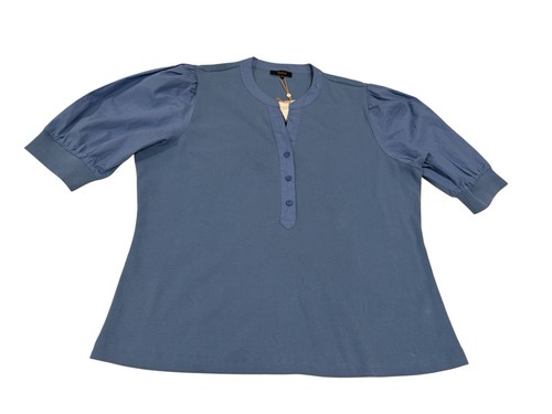Neu mit Etikett Quitte Tencel Baumwolle Puffärmel Top echt blau Damen XL - Bild 1 von 12