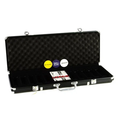 Pokerkoffer black schwarz für 500 Poker Chips Poker Set mit Zubehör Pokerkarten - Bild 1 von 4