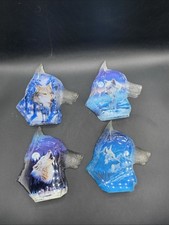 (4)Robin Koni Midnight Call The Spirit Within Collection Acrylic Wolf Sculptures