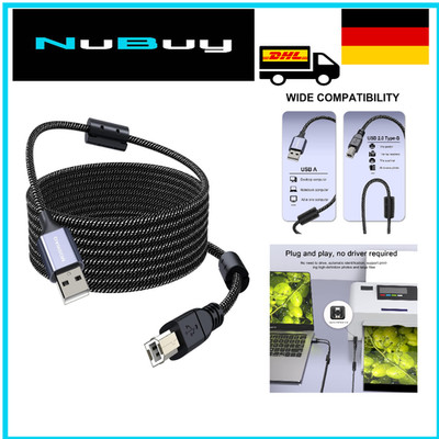 MOSWAG USB Druckerkabel 5m Typ A auf B Scannerkabel