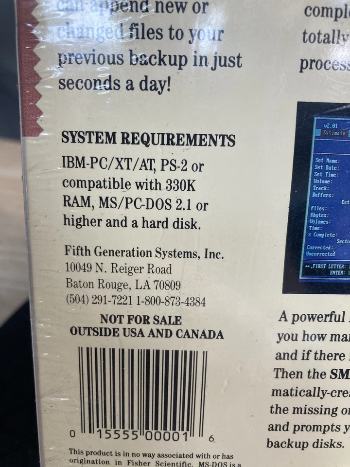 Fastback Plus Backup Software For IBM-PC/XT/AT, PS-2- Brand New-Factory Sealed - Image 3 of 4