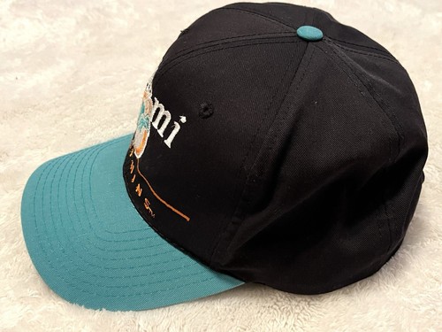Vintage Miami Dolphins NFL Eastport Snapback Hat Cap Black And Teal - Picture 2 of 7