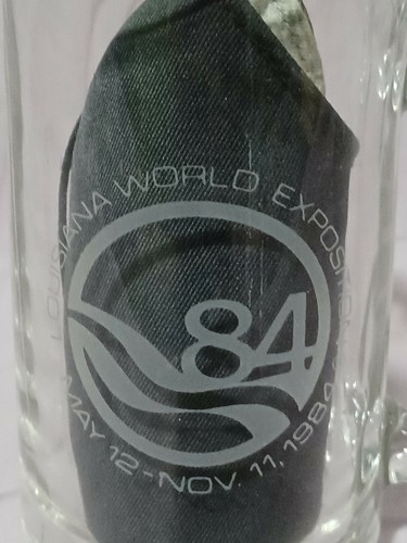 1984 Limited Edition Louisiana World Exposition Pizza Hut Etched Glass Mug - Picture 4 of 4