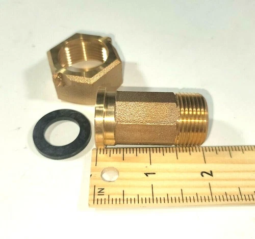 3/4" SHORT Water Meter Coupling, NL brass, 3/4" Fem swivel nut x 3/4" male NPT - Picture 3 of 8