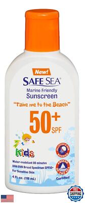 Safe Sea Jellyfish Sting-Blocking Sunscreen for Kids, SPF 50+ Lotion 4oz, Wat