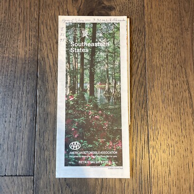 Vintage 1990 AAA South Eastern States Road Map Foldable (SKU 124)