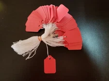 1000 Red Price Tags String Merchandise Garment Hang Coupon Strung Label Retail